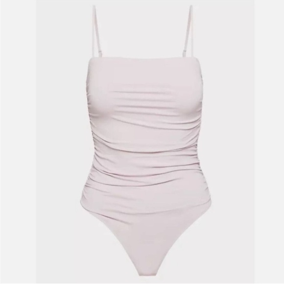 Like New Aritzia Babaton Contour Spaghetti Strap Square Neck Ruched Bodysuit - Picture 1 of 6